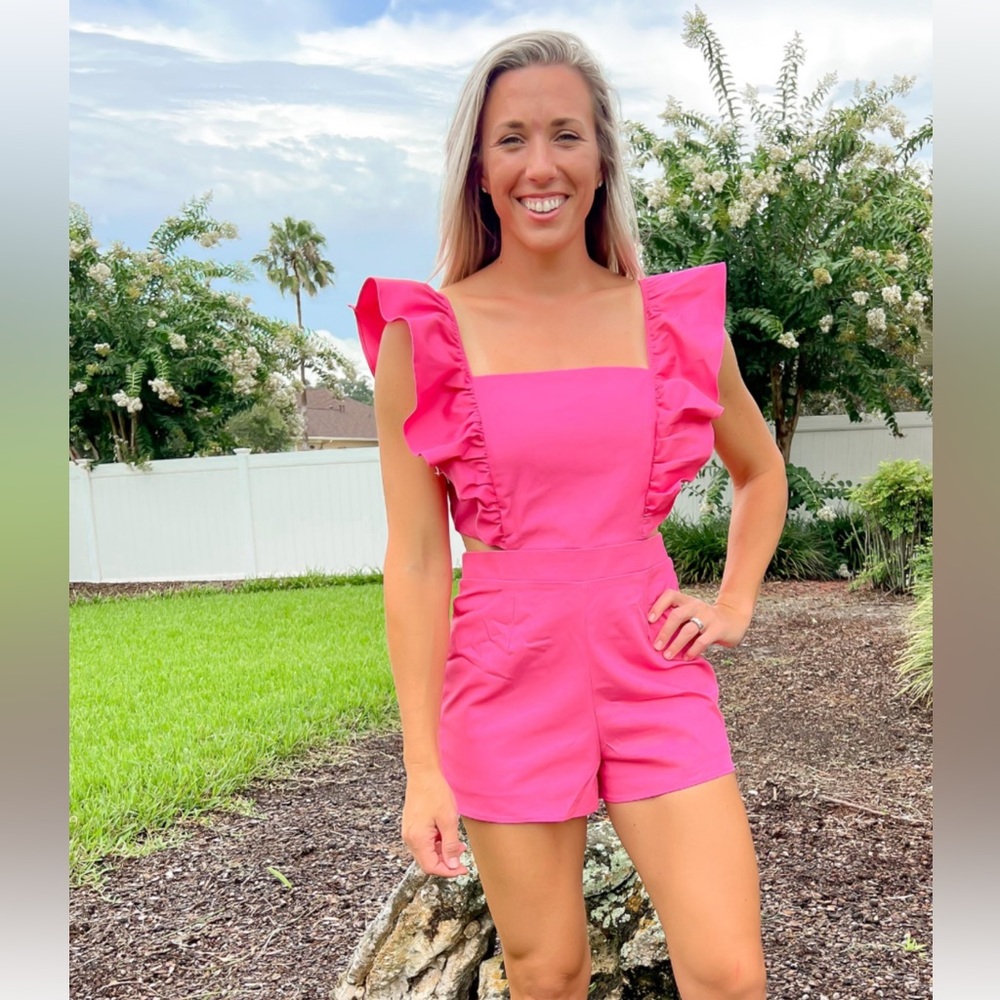 Flying Tomato Pink Ruffled Romper